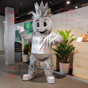 Silver Pineapple mascot costume character dressed with a Joggers and Cummerbunds