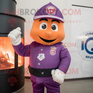 Purple Fire Fighter maskot...