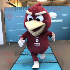 Maroon Quail mascot costume character dressed with a Running Shorts and Headbands