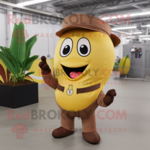 Brown Banana mascot costume character dressed with a Cargo Pants and Rings