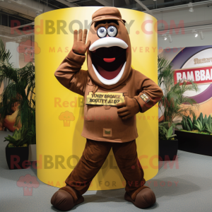 Brown Banana mascot costume character dressed with a Cargo Pants and Rings