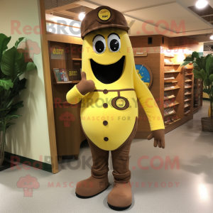 Brown Banana mascot costume character dressed with a Cargo Pants and Rings