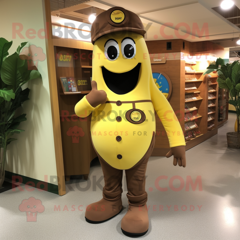 Brown Banana mascot costume character dressed with a Cargo Pants and Rings Brown Banana mascot costume character dressed with a Cargo Pants and Rings