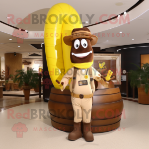 Brown Banana mascot costume character dressed with a Cargo Pants and Rings
