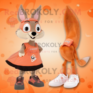 Peach Squirrel mascot costume character dressed with a One-Piece Swimsuit and Shoe clips