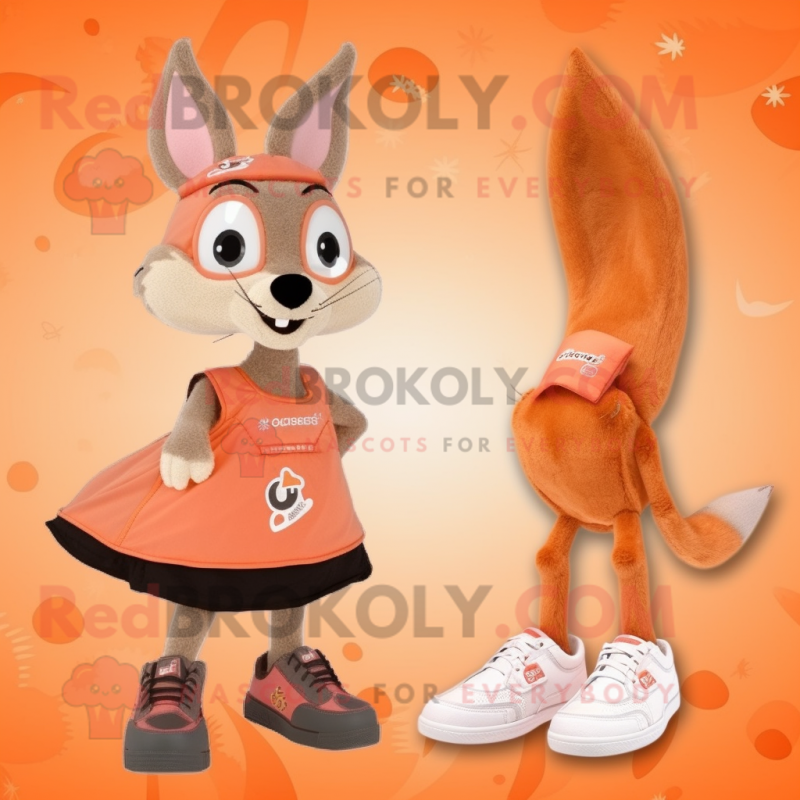 Peach Squirrel mascot costume character dressed with a One-Piece Swimsuit and Shoe clips