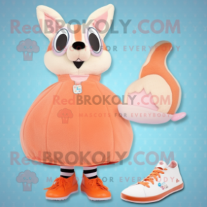 Peach Squirrel mascot costume character dressed with a One-Piece Swimsuit and Shoe clips