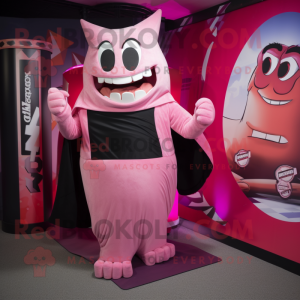 Pink Vampire mascot costume character dressed with a Tank Top and Wraps