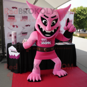 Pink Vampire mascot costume character dressed with a Tank Top and Wraps