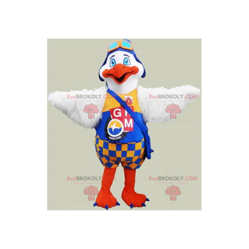 Mascote pássaro gaivota branco e laranja - Redbrokoly.com