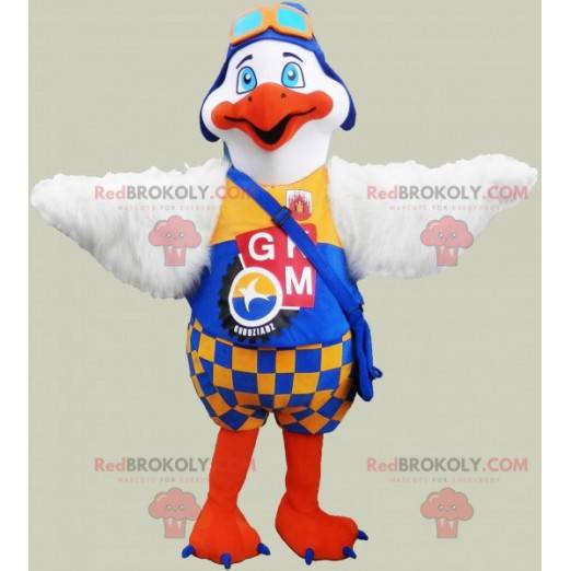 Maskot bílý a oranžový pták - Redbrokoly.com