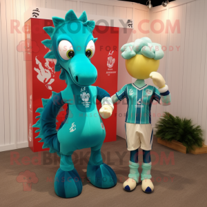 Teal Sea Horse maskot...