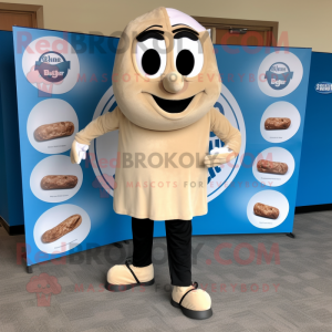 Beige Bagels maskot kostume...