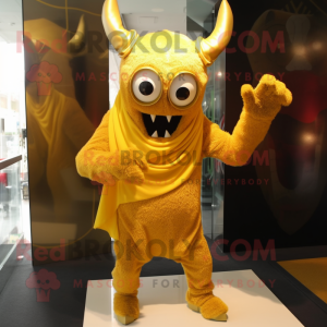 Gold Demon maskot kostym...