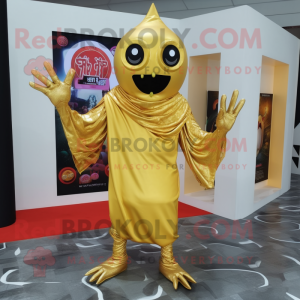 Gold Demon maskot kostume...