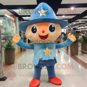 nan Starfish mascot costume character dressed with a Denim Shorts and Hats