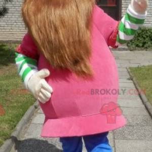 Bearded Viking mascotte gekleed in roze - Redbrokoly.com