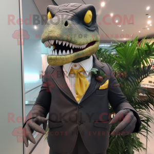 nan Tyrannosaurus mascot costume character dressed with a Suit Jacket and Cummerbunds