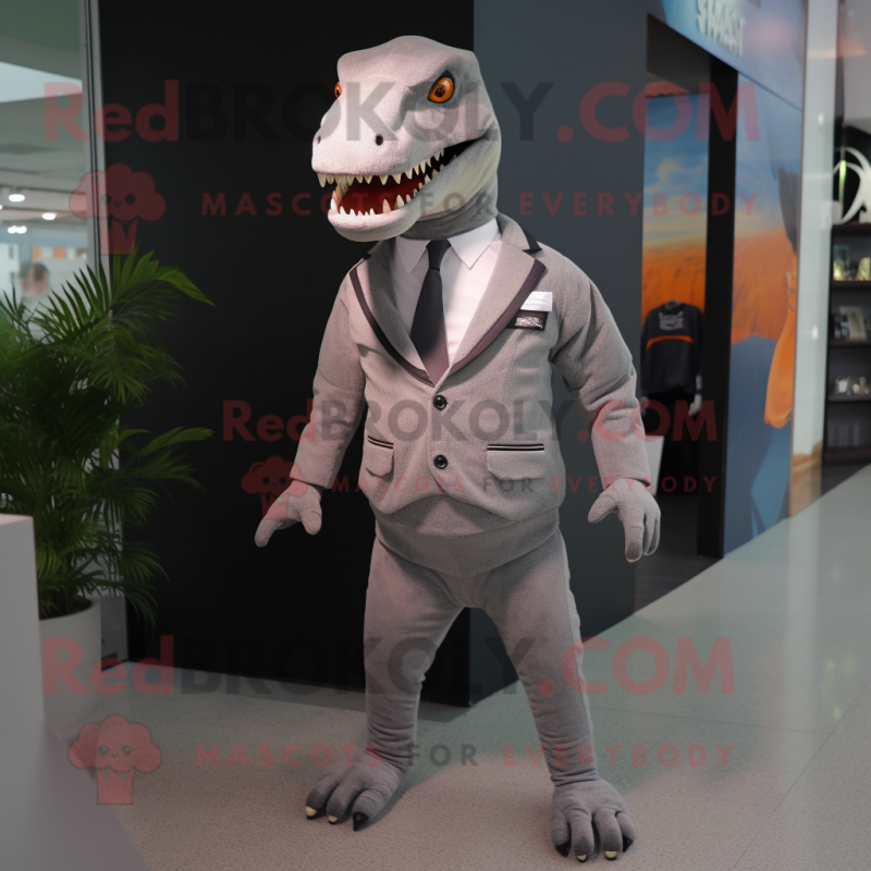 nan Tyrannosaurus mascot costume character dressed with a Suit Jacket and Cummerbunds