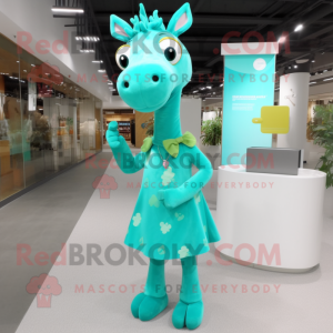 Turkis Giraffe maskot drakt...