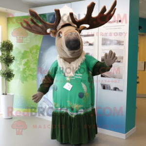 nan Irish Elk mascot costume character dressed with a Midi Dress and Headbands