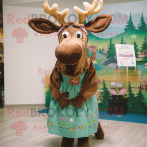 nan Irish Elk mascot costume character dressed with a Midi Dress and Headbands