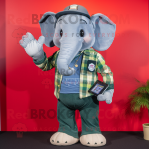 nan Elephant mascot costume character dressed with a Flannel Shirt and Smartwatches