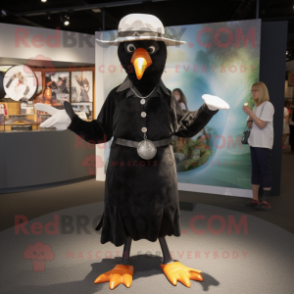 Black Albatross mascot costume character dressed with a Culottes and Watches