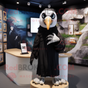 Black Albatross mascot costume character dressed with a Culottes and Watches