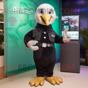 Black Albatross mascot costume character dressed with a Culottes and Watches