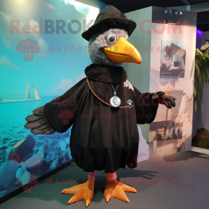 Black Albatross mascot costume character dressed with a Culottes and Watches