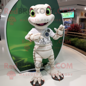 Hvid Geckos maskot kostume...