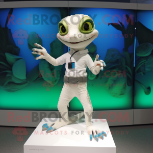 White Geckos mascot costume character dressed with a Shorts and Bracelet watches