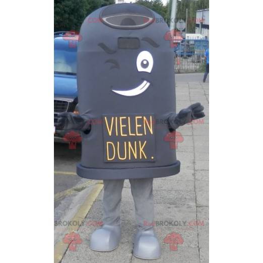Black trash mascot winking - Redbrokoly.com