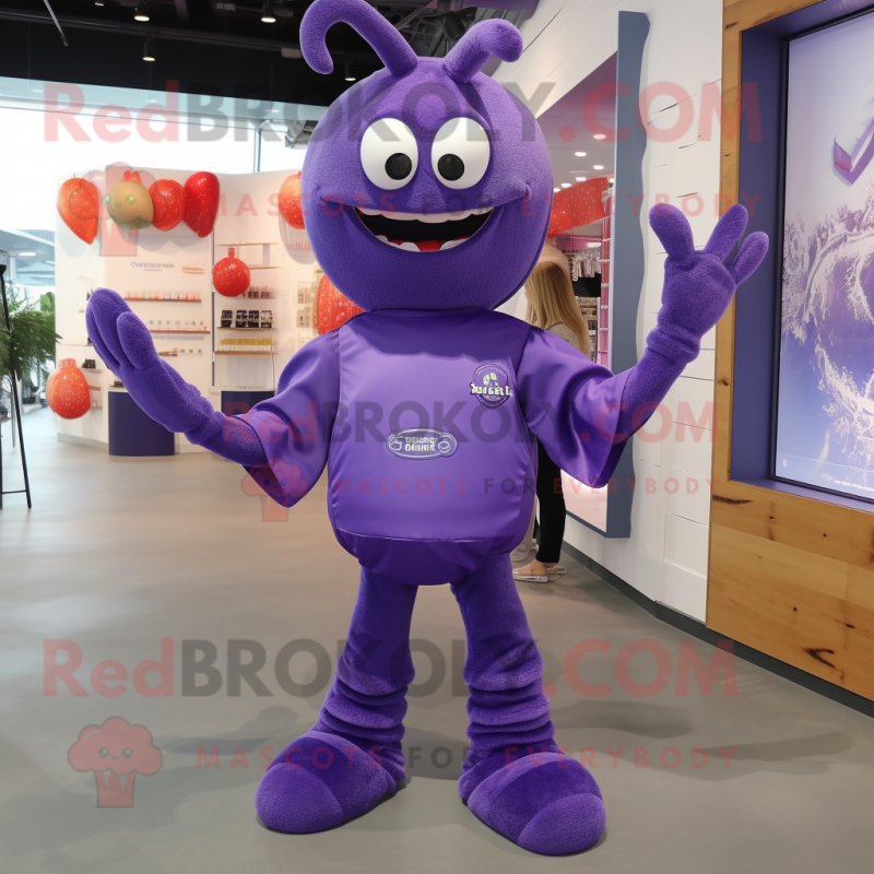 Purple Lobster mascot costume character dressed with a Long Sleeve Tee and Keychains Purple Lobster mascot costume character dressed with a Long Sleeve Tee and Keychains