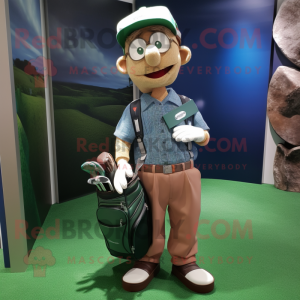 nan Golf Bag mascot costume character dressed with a Oxford Shirt and Wallets