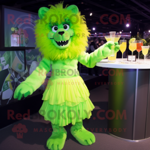 Limegrønn Tamer Lion maskot...