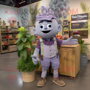 Grå Grape maskot kostume...