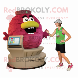Tan Raspberry mascot costume character dressed with a Tank Top and Watches