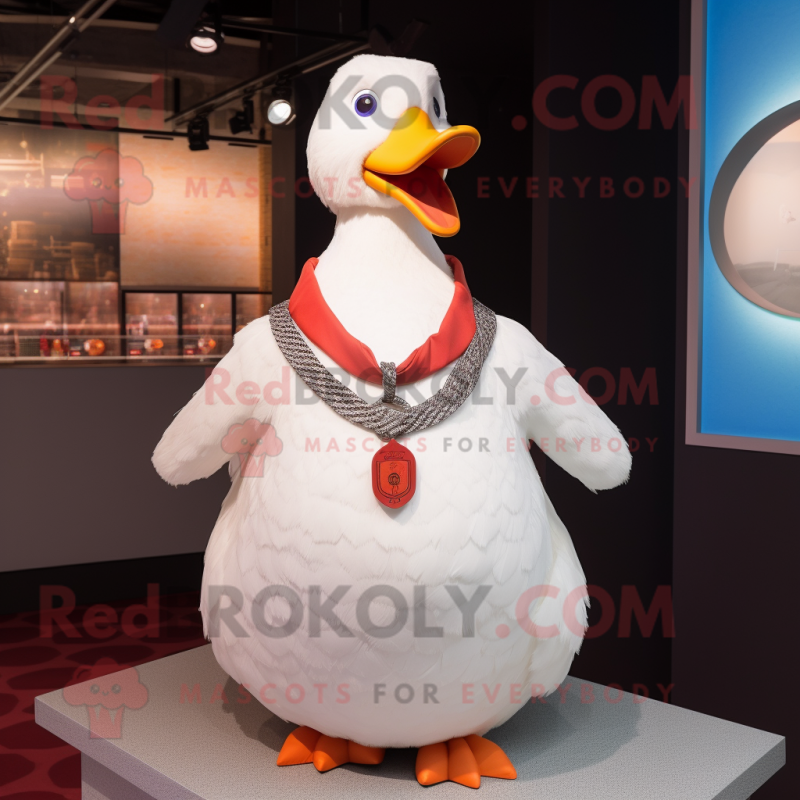 White Geese mascot costume character dressed with a Vest and Bracelets White Geese mascot costume character dressed with a Vest and Bracelets