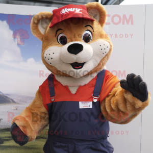 nan Puma mascot costume character dressed with a Dungarees and Headbands