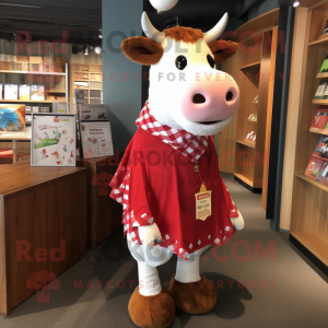 Röd Hereford Cow maskot...