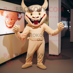 Beige Devil maskot kostym...