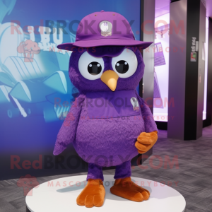 Purple Owl maskot kostym...