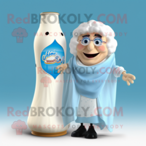 nan Bottle Of Milk mascot costume character dressed with a Capri Pants and Shawls