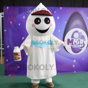 nan Bottle Of Milk mascot costume character dressed with a Capri Pants and Shawls