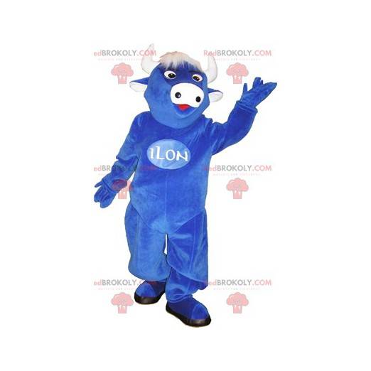 Blue and white cow mascot. Cow costume - Redbrokoly.com