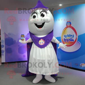 nan Bottle Of Milk mascot costume character dressed with a Capri Pants and Shawls