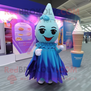 Blue Ice Cream Cone maskot...