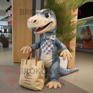 Beige Allosaurus maskot...